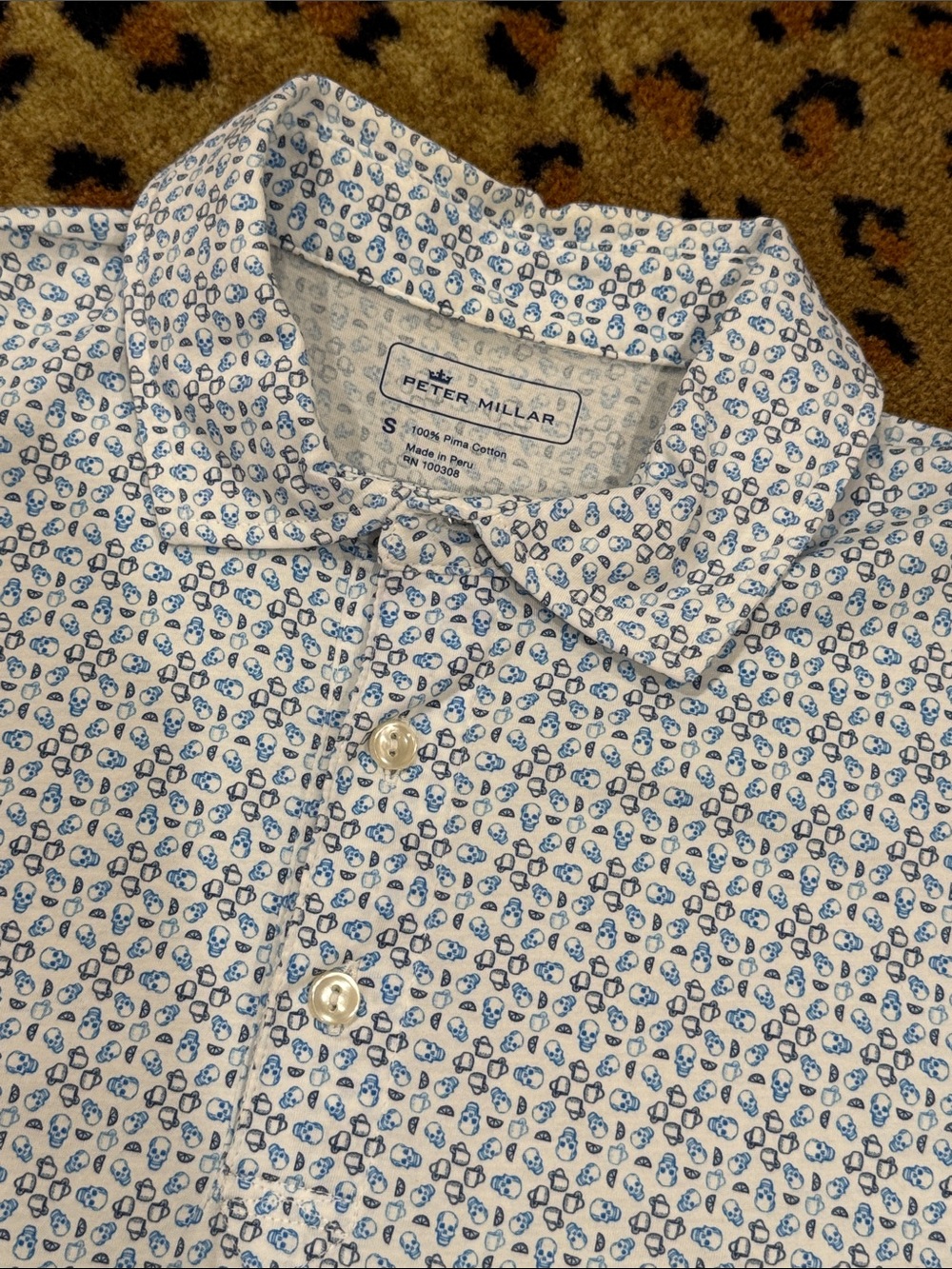 Peter Millar Light Blue Micro-Pattern Polo